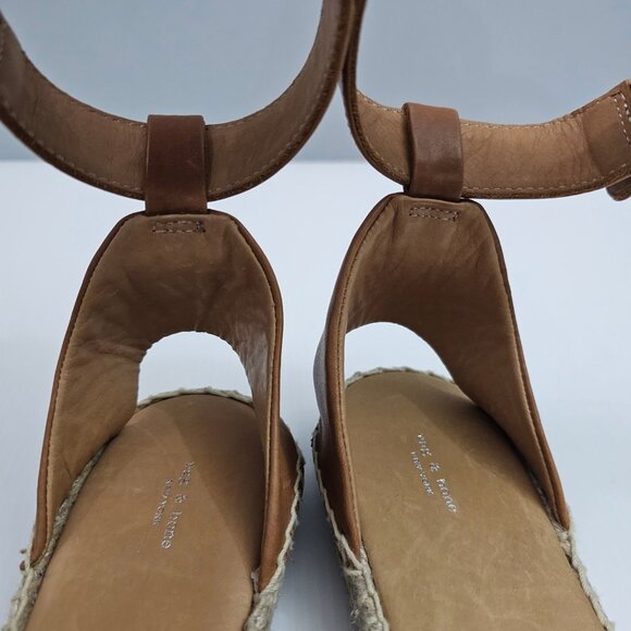 NEW Rag & Bone Anteros Sandal Womens EU 37.5 Cotton Tan Espadrille Peep Toe - Picture 8 of 14